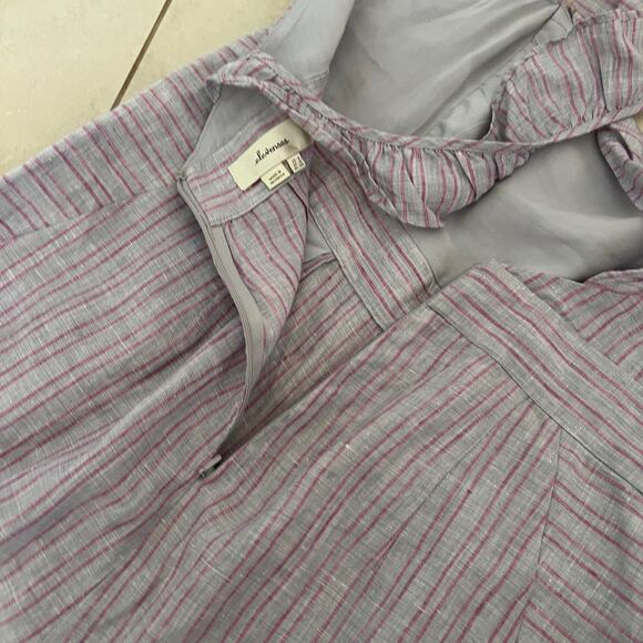 Anthropologie Nantucket Ruffled Jumpsuit Elevenses Size 8 Stripe Pink Lavender - Picture 10 of 16
